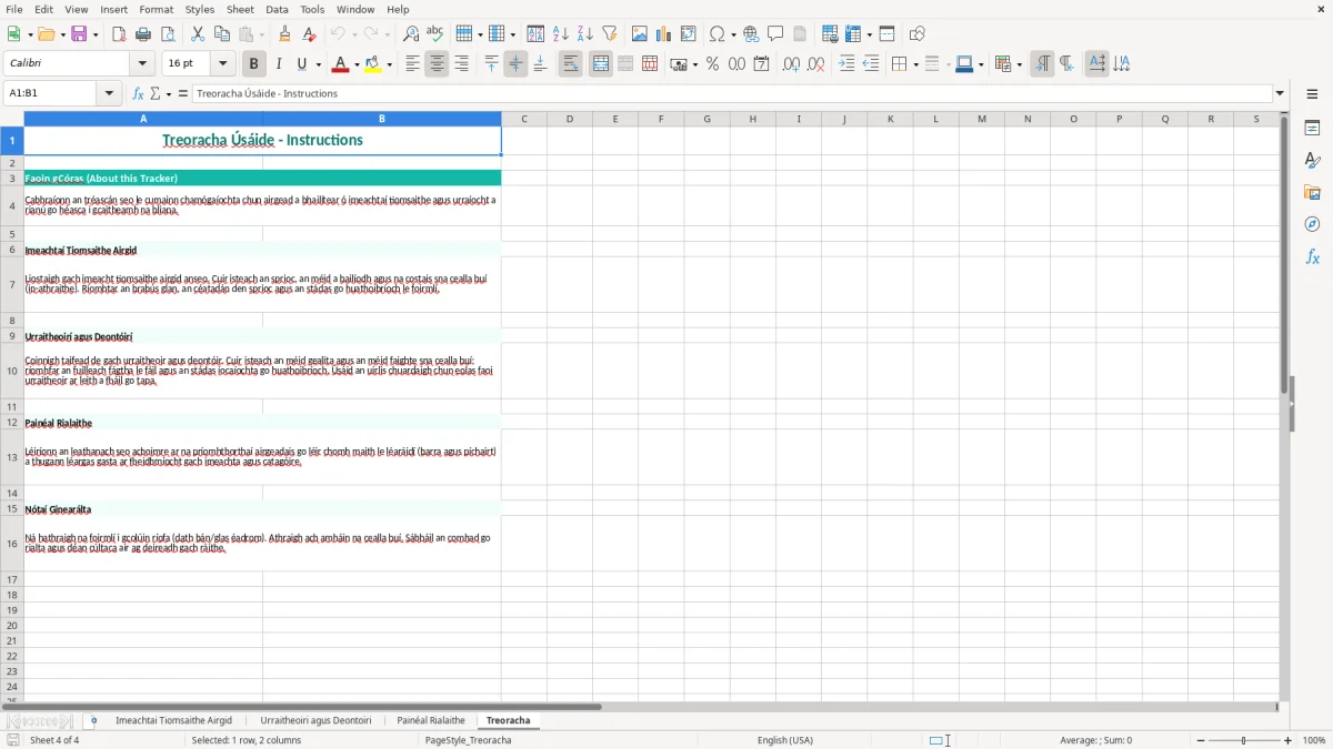 Screenshot 4: Treoracha tab - Excel template camogie club fundraising tracker excel template ireland